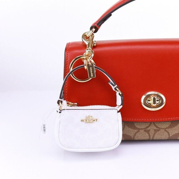 NWT COACH Signature Mini Demi Pouch Bag Charm Keychain SOLD OUT - Picture 1 of 8
